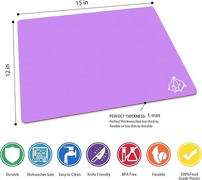 ZVP Plastic Cutting Boards for Kitchen, Flexible Cutting Mats, Gradient Purple - Image 3