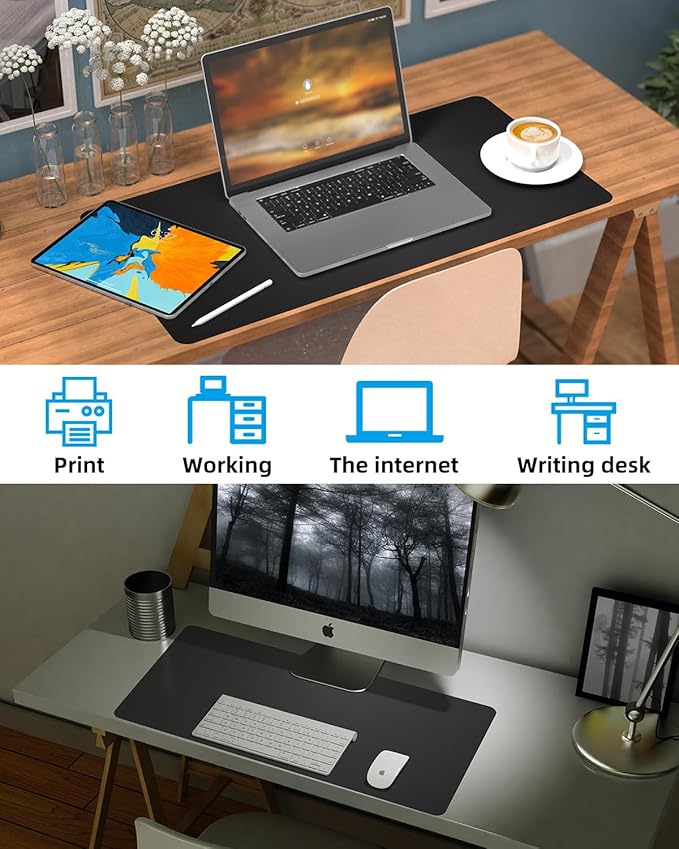 Small Desk Mat, Leather Desk Pad Protector, Desk Mouse pad, Office Desk mat - Image 6