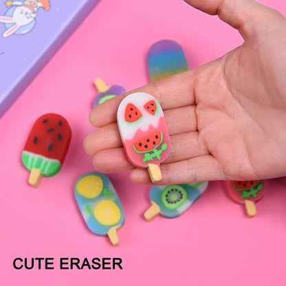 DOMG 16 Pcs Cute Fruit Shaped Ice Cream Erasers - Image 3
