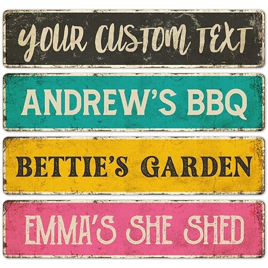 Custom Rustic Sign, Personalized Decor Street and Gift, 4x18 Inches, Fade by SigoSigns