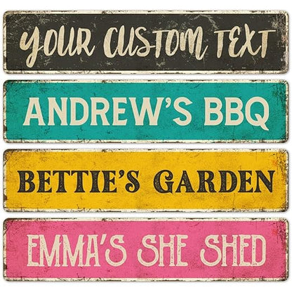 Custom Rustic Sign, Personalized Decor Street and Gift, 4x18 Inches, Fade by SigoSigns