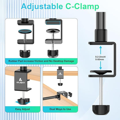 Ailight Camera Desk Mount Webcam Stand, Adjustable Table Camera Stand - Image 6