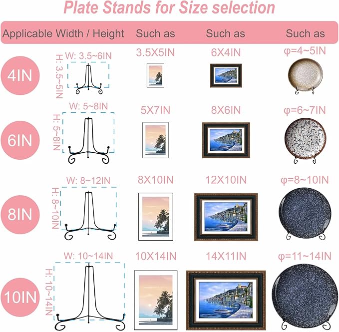 HENABLE 8PCS Premium Black Iron Plate Stands - Image 4