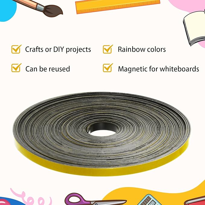 AmazingSpark Magnetic Tape Roll Thin Strips, 0.39 Inch x 66 Feet Magnetic Board - Image 5