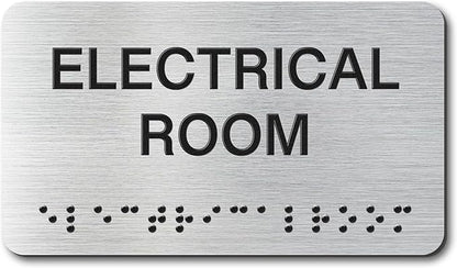 ELECTRICAL ROOM Signs with Raised Text & Grade 2 Braille, Brushed by EliteSign