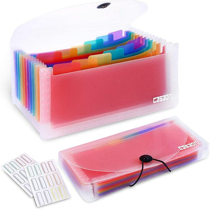 2 Pack 13-Pockets Expanding Accordion File Folder Mini Organizer Wallet by CASAON