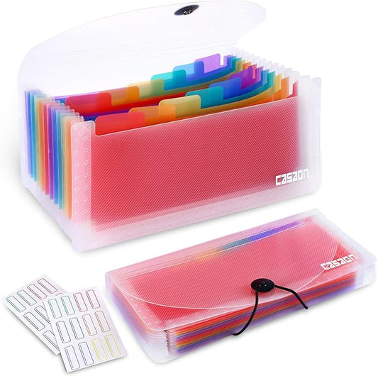 2 Pack 13-Pockets Expanding Accordion File Folder Mini Organizer Wallet by CASAON