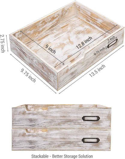 MyGift Rustic White Desktop Letter Tray - Image 2