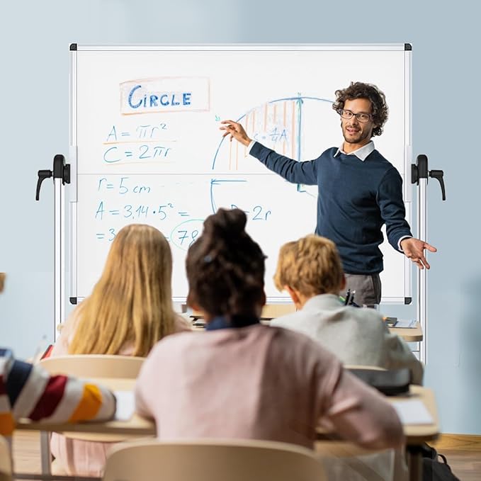 VIZ-PRO Double-Sided Mobile Whiteboard, 48 x 36 Inches, Magnetic Rolling Dry - Image 7