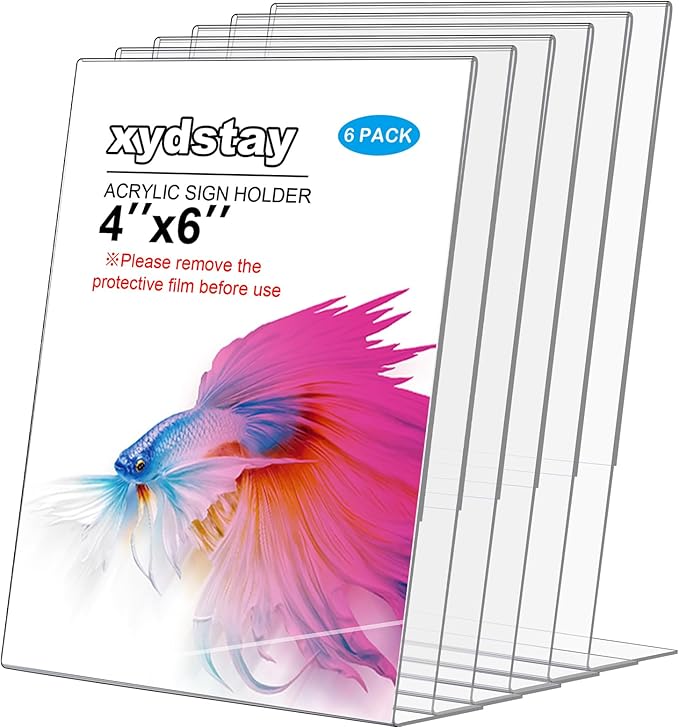 xydstay 6pack Acrylic Sign Holder 4x6 by xydled