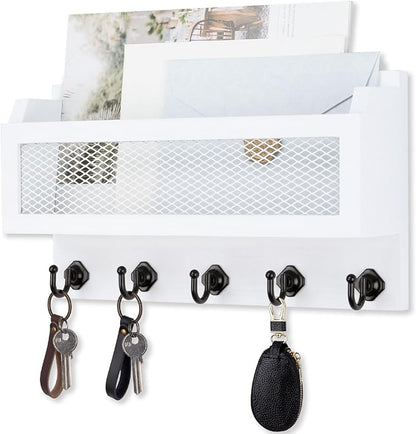 Nekon Mail and Key Holder for Wall Decorative, 11 Inch Wooden Wall Key Organizer by NekonDesign
