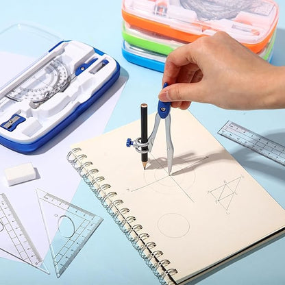 Zonon 6 Sets Math Geometry Kit Student 10 Pcs Shatterproof Storage Box Includes - Image 2