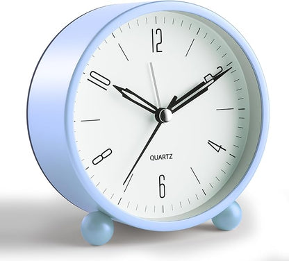 Analog Alarm Clock, 4 inch Super Silent Non Ticking Small Clock by JALL