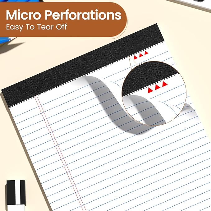 Legal Pads 8.5 X11, Narrow Ruled Notepads, 6 Pack, 50 Sheet/Pad, Tear Off - Image 4