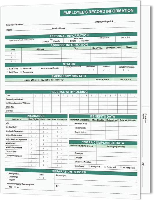 Employee Personnel File Folders, 9.5x11.5 Inch, Letter Size, Heavyweight by YvnShineOffice