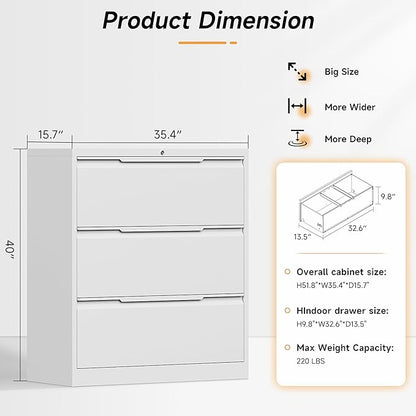 Bestoo 3-Drawer File Cabinet - Image 3