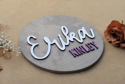 Custom Round Nusery Name Sign, Personalized 3D Baby Name Announcement Sign - Image 3