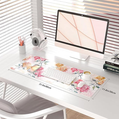 QIYI Floral Mouse Pad, Watercolor Flowers Desk Mat - Image 2