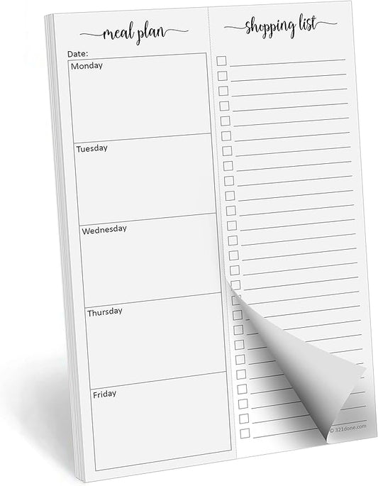 321Done Magnetic Meal Planning Pad, Made in USA, M-F Weekly Menu Planner & by 321Done