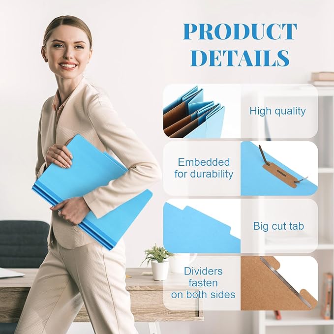 Skyygemm 36 Pcs Classification Folders Letter Size, 3 Divider Pressboard File - Image 3
