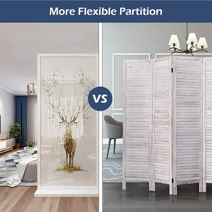 Giantex 6 Panel Wood Room Divider, 5.6 Ft Tall Oriental Folding Freestanding - Image 3