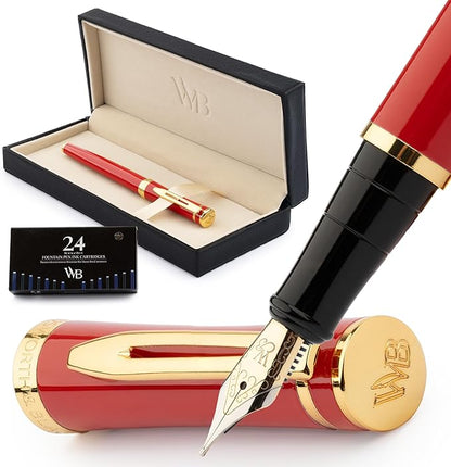 Wordsworth & Black Fountain Pen Set, Medium Nib, Includes 24 Ink Cartridges and by WordsworthBlack