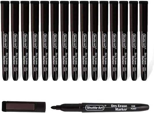 Shuttle Art Dry Erase Markers, 15 Pack Black Magnetic Whiteboard Markers by ShuttleArt