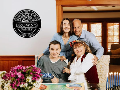 Welcome to Our Home Metal Sign, Personalized Family Name Tree of Life Sign - Image 2