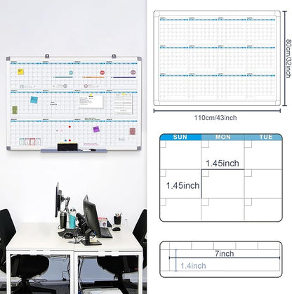 MAKELLO Large Magnetic Dry Erase Calendar Whiteboard Yearly 43" x 31" - Image 2