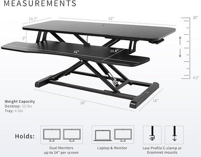 VIVO 42 inch Desk Converter, K Series, Height Adjustable Sit to Stand Riser - Image 3