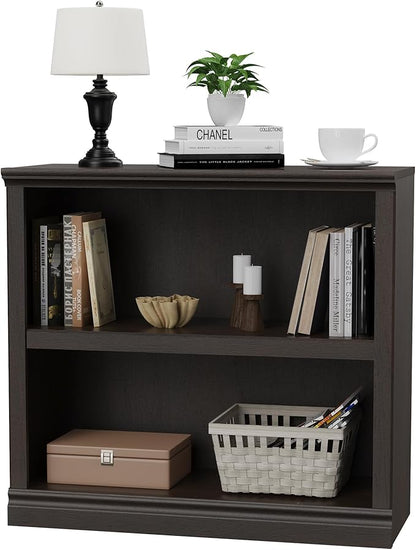 blini 2-Shelf Bookcase Wooden Bookshelves 33in Wide Floor Standing Display by blini