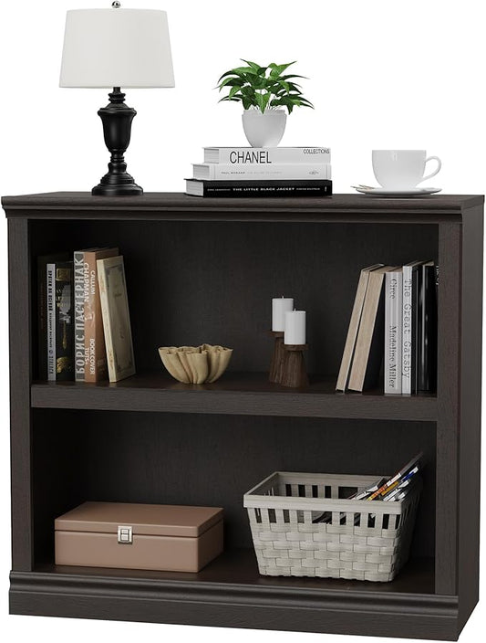 blini 2-Shelf Bookcase Wooden Bookshelves 33in Wide Floor Standing Display by blini