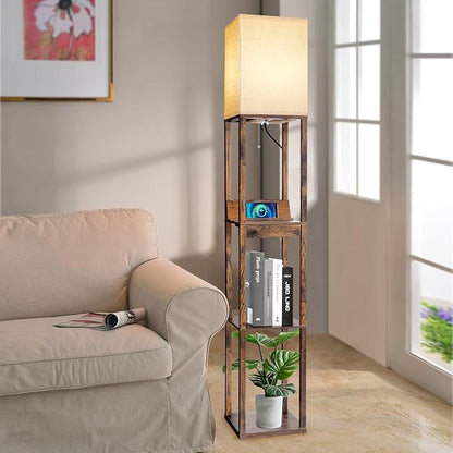 RUNTOP Floor Lamp with Shelves, Shelf Floor Lamp with Wireless Charger & 2 - Image 7