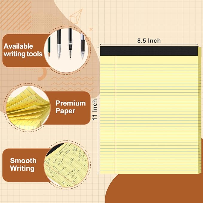 Legal Pads 8.5 X11, Narrow Ruled Notepads, 12 Pack, 50 Sheet/Pad, Tear Off - Image 2