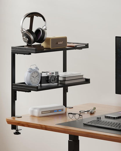 ART-GIFTREE Clamp On Desk Shelf 2-Tier, 16.5 in Wood Shelving Unit by ART-GIFTREE