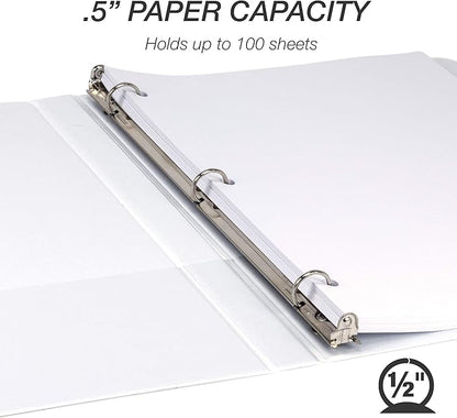 Samsill Durable .5 Inch Binder, Made in the USA, Round Ring Customizable Clear - Image 3