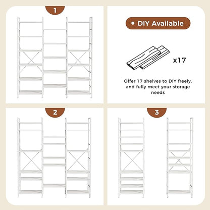 SUPERJARE Triple 6 Tier Bookshelf, Bookcase - Image 9