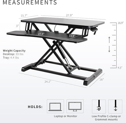 VIVO 28 inch Desk Converter, K Series, Height Adjustable Sit to Stand Riser - Image 3
