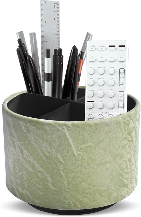 Hennaja Round Leather Art Supply Organizer, Remote Control Holder, 360 Degree by Hennaja