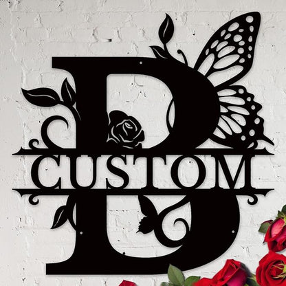 Personalized Custom Letter Name metal Signs, Custom Black Letter Monogram Wall by Casebrick
