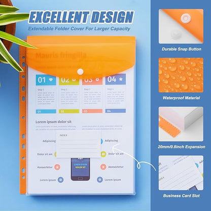 Binder Pocket Organizer Folders, 12 Pack Expandable Files Bag Plastic Envelopes - Image 2
