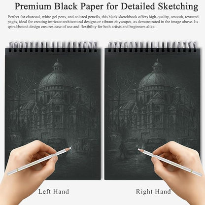 Fuxi Black Paper Notebook, 60 Sheets Spiral Sketchbook 8.5 x 11, Hardcover | - Image 5