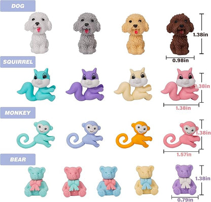 80 Pieces Cute Animal Eraser Dog Bear Monkey Squirrel Pencil Erasers Puzzle - Image 2