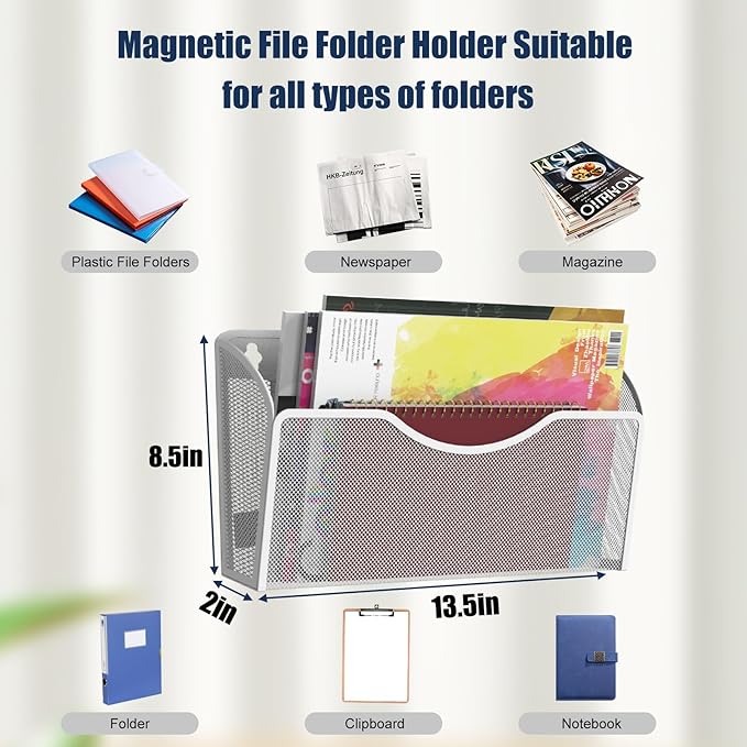 3 Pcs Magnetic File Holder for File Cabinets, Folder Holder Organizer- No - Image 3