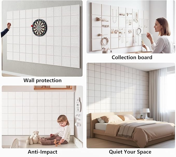 G Gamit Large Felt Wall Tiles Bulletin Board 59”x36”, Large Cork Board - Image 6
