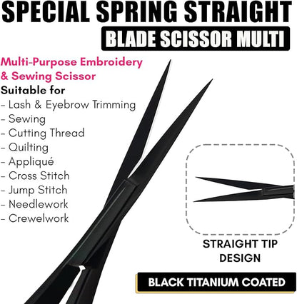 Cross Edge Spring Scissors 5 Inch straight Stainless Steel Precision Eyebrow & - Image 3