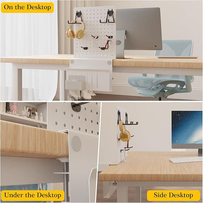 Henitol Clamp-on Desk Pegboard, Desk Side Storage, Steel Privacy Panel - Image 3