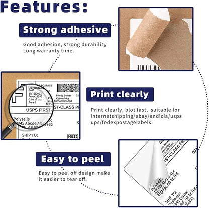 POLYSELLS Self Adhesive Address Shipping Labels - Image 3