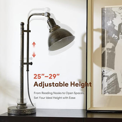 VONLUCE Rustic Desk Lamp Bronze Adjustable, Industrial Style Metal Task Lamps - Image 2