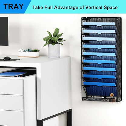 GDINDINFAN Hanging Wall File Organizer 10 Tier Wall Mounted File Holder - Image 7